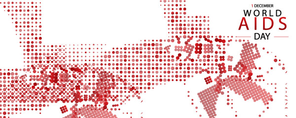 Red awareness ribbon silhouette composed of bold halftone dots blending into a dotted pattern.