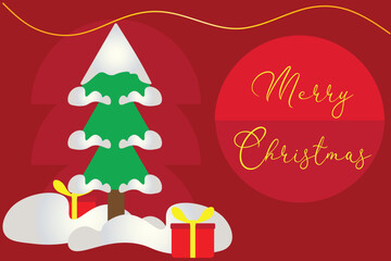 Merry Christmas Greeting Card Flat Design Vector Illustration. Ideal for digital greeting cards.