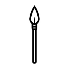 Ancient spear icon with a leaf-shaped tip and bold outline, ideal for historical themes, hunting symbols, adventure UI and strong graphic elements.
