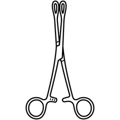 Sponge forceps. Surgical instrument. Vector outline icon.