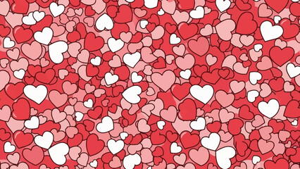 A charming mosaic of pink and red hearts, creating a seamless pattern of love and affection