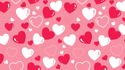 Romantic heart pattern background design with various pink and white hearts for love themed decoration and special occasions