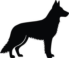 German Shepherd Silhouette – Black Dog Vector Illustration Isolated on Transparent Background