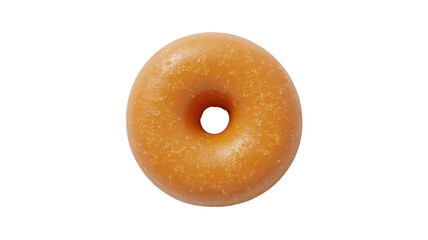 A single glazed donut on a transparent background