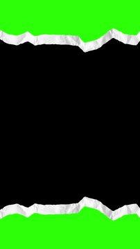 4K Smooth Wave Torn Paper Border Opening on green screen