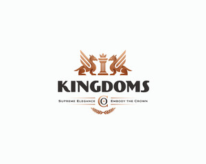 Winged roaring dragon modern logo. Kingdom animal heraldic emblem Vector illustration.