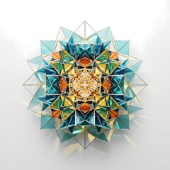 Stunning geometric starburst design with vibrant colors, perfect for modern backgrounds, website elements, and eye-catching artistic projects with depth and dimension