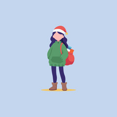 Festive Girl Carrying Presents