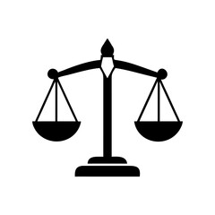 Scales of justice icon on transparent background silhouette