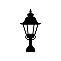 Silhouette of a lamppost on transparent background