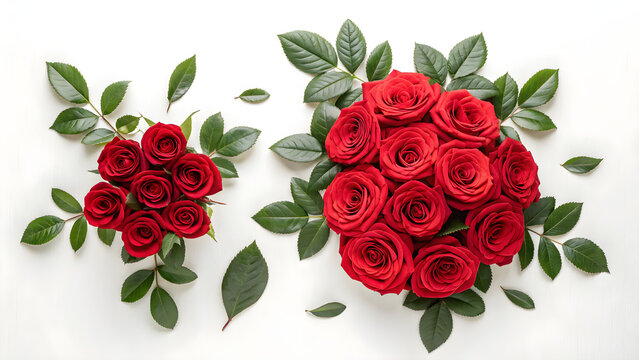 Stunning arrangement featuring vibrant red roses and lush green leaves, ideal for romantic occasions, heartfelt messages, and elegant floral designs
