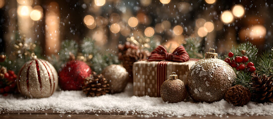 Christmas decoration backdrop Happy New Year Isolated Christmas background Copy space Area for text banner