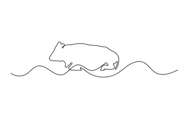 Continuous line drawing of a cow and calf forming a heart symbol minimal vector art