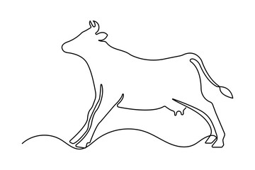 Cow continuous one line drawing minimalist style isolate outline vector illustration
