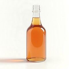 Glass Bottle Filled with Amber Liquid on White Surface