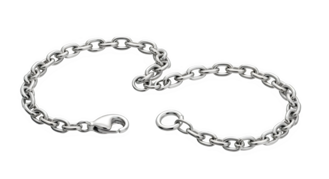 Silver chain bracelet jewelry fashion accessory shiny metallic isolated on transparent background