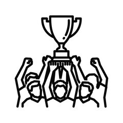 Winning Team Lifting Trophy Line Art