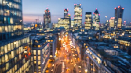 Obraz premium Vibrant blurred cityscape at night with defocused illuminations