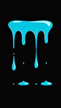 Glossy blue liquid dripping in a seamless loop 2D animation on a black background, depicting melting paint, slime, or tears for creative motion graphics.