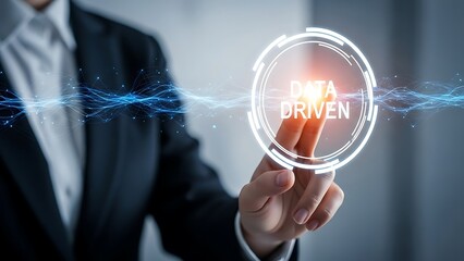 Driven business visionary activating future technology interface empowering innovation and success with a modern digital strategy for growth and development