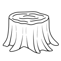 Tree stump black doodle outline.