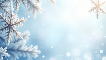 Weihnachtlicher Hintergrund mit verschneiten Eiskristallen im Winter