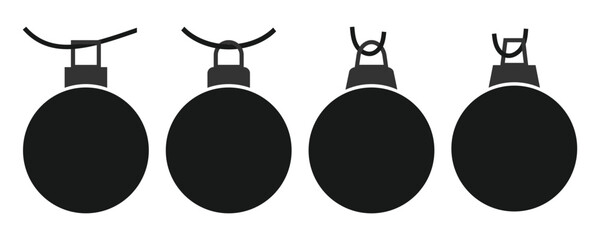 Black silhouette Christmas ornament vector shapes clipart