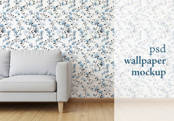 Living room wallpaper mockup