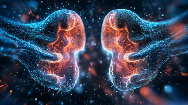 Artistic mutation of ears adapting to alien acoustic frequencies in bright lighting 