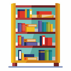 wooden bookshelf with books