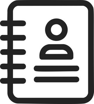 Address book icon sketch, hand drawn style, contact profile symbol. Vector illustration