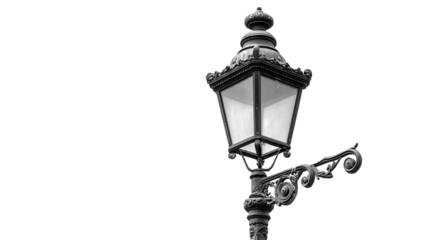 Modern street lamp for urban lighting design isolated on white background with copy space for outdoor infrastructure concept