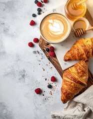 A white coffee cup with a brown foam on top sits on a wooden table