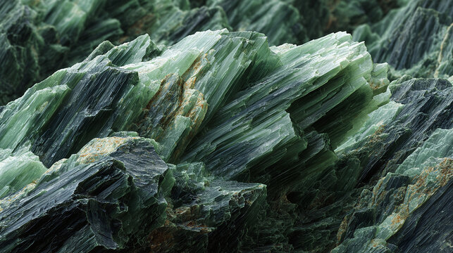 A detailed close-up shot of the textured surface of a verdant Serpentine rock formation