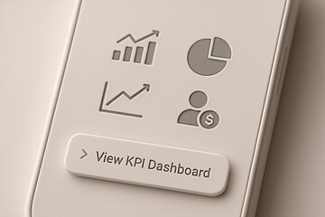 KPI dashboard on a smartphone for the concept of Technology and data analysis.
