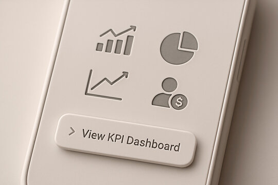 KPI dashboard on a smartphone for the concept of Technology and data analysis.