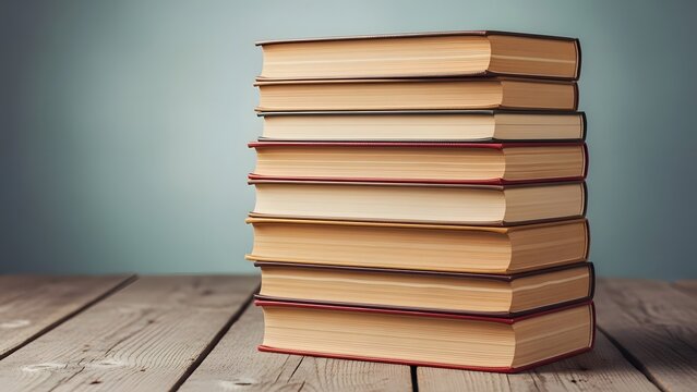 Stack of old books on a wooden table with a vintage background - Powered by Adobe