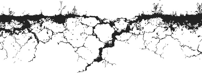 Fototapeta premium Cracked ground sketch, hand drawn fissured earth with rough soil texture. Vector illustration