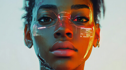 Expression of emotion through adaptive skin color on futuristic face 