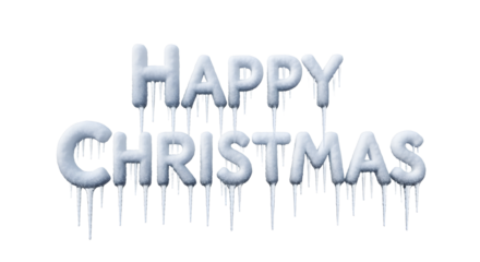 Frosty 'Happy Christmas' text with icicles, perfect for winter holiday greetings.