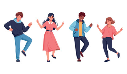 Young people dancing cheerfully – group of diverse friends enjoying music
