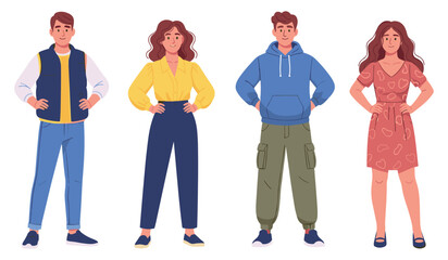 Fototapeta premium Four young adults standing together: two caucasian males, two caucasian females