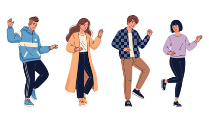 Obraz premium Group of young adults dancing in casual outfits