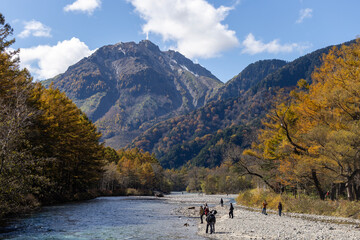  Azusa River under Mount Yake in Kamikochi National park. Kamikochi is located in the Hida Mountains, the "Northern Alps" of the Japanese Alps.