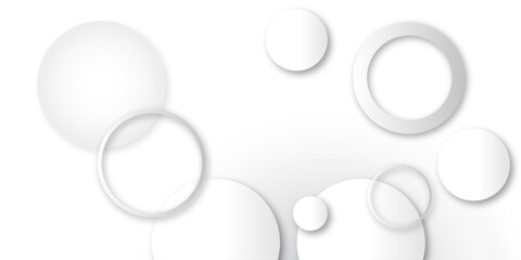 Abstract White Circles on a Minimalist Background. White adhesive stickers.. Blank templates of price tags. Empty mockup paper circles.  Glowing circle lines design.Suit for poster, banner, cover etc
