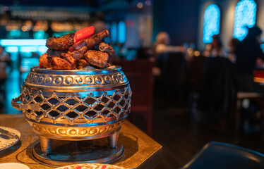 grill beef in barbecue style at Middle East course