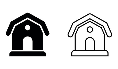 Minimalist barn icon set. Agriculture house line and solid icon set. vector illustration. 