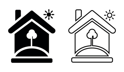 Minimalist farmhouse icon set. Agriculture house line and solid icon set. vector illustration. 