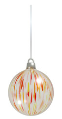 3D Red and Yellow Brushstrokes Christmas Ball Ornament on a String