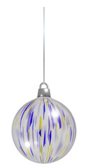 3D Blue and Gold Brushstrokes Christmas Ball Ornament on a String